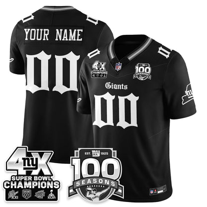 NYG 4-Time Champions Gothic Vapor Limited Jersey - 100th Seasons - All Stitched