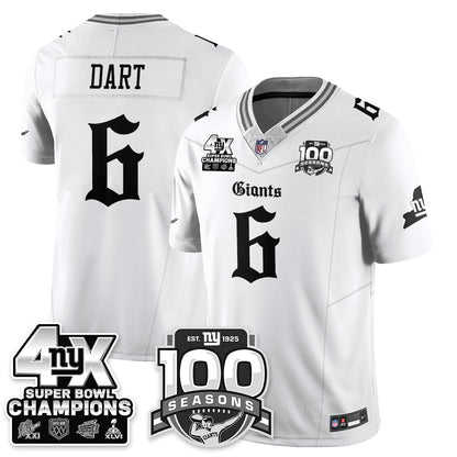 NYG 4-Time Champions Gothic Vapor Limited Jersey - 100th Seasons - All Stitched