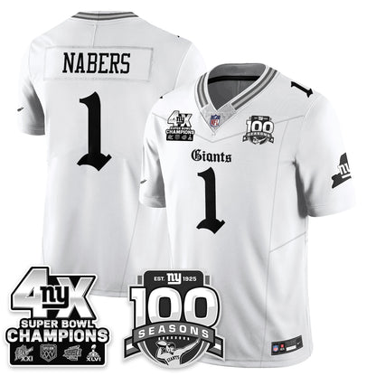 NYG 4-Time Champions Gothic Vapor Limited Jersey - 100th Seasons - All Stitched