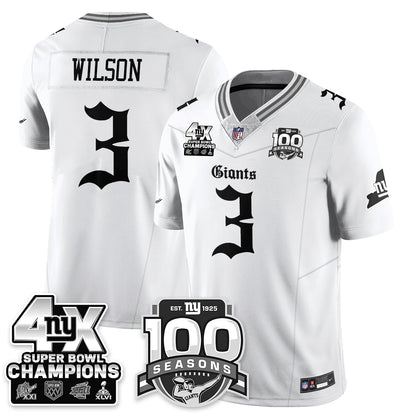 NYG 4-Time Champions Gothic Vapor Limited Jersey - 100th Seasons - All Stitched