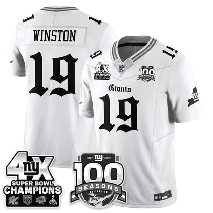 NYG 4-Time Champions Gothic Vapor Limited Jersey - 100th Seasons - All Stitched