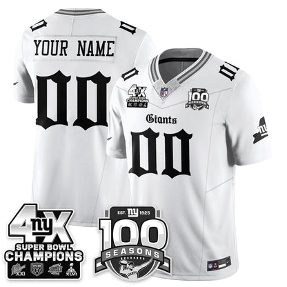 NYG 4-Time Champions Gothic Vapor Limited Jersey - 100th Seasons - All Stitched