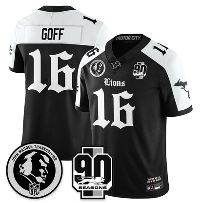 DET 'Gothic 90th Season' Vapor Limited Jersey - John Madden Patch - All Stitched