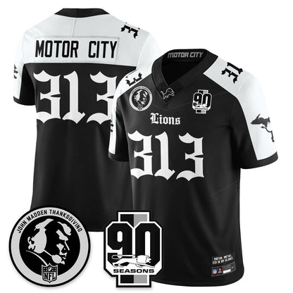 DET 'Gothic 90th Season' Vapor Limited Jersey - John Madden Patch - All Stitched
