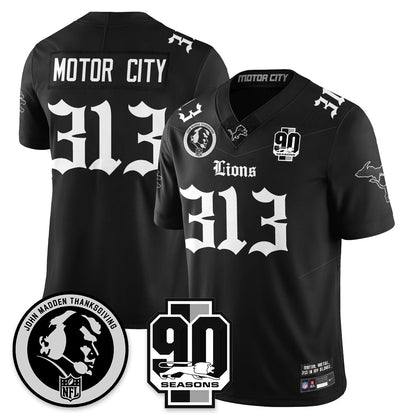 DET 'Gothic 90th Season' Vapor Limited Jersey - John Madden Patch - All Stitched