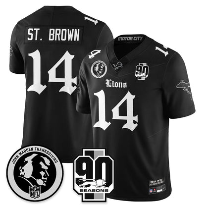 DET 'Gothic 90th Season' Vapor Limited Jersey - John Madden Patch - All Stitched