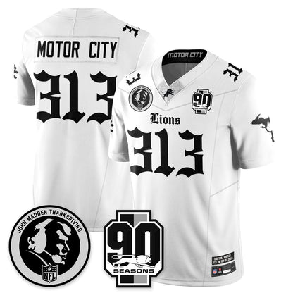 DET 'Gothic 90th Season' Vapor Limited Jersey - John Madden Patch - All Stitched