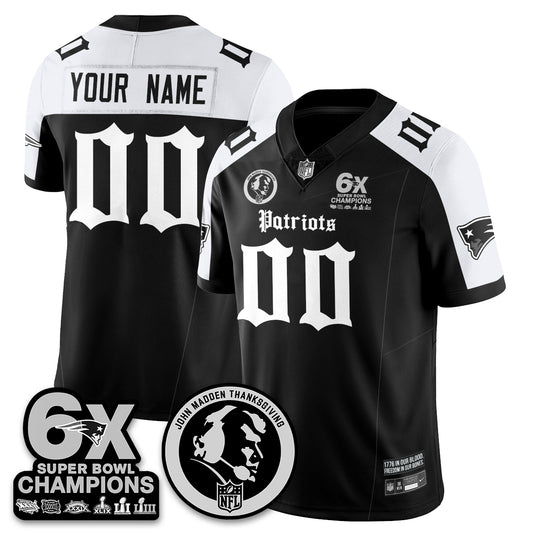 NE Gothic 6x Champions Patch Vapor Limited Custom Jersey - John Madden Patch - All Stitched