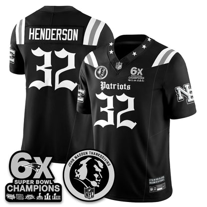 NE Gothic 6x Champions Patch Vapor Limited Jersey - John Madden Patch - All Stitched