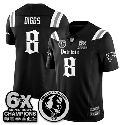 NE Gothic 6x Champions Patch Vapor Limited Jersey - John Madden Patch - All Stitched