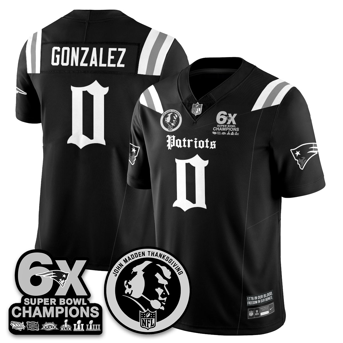 NE Gothic 6x Champions Patch Vapor Limited Jersey - John Madden Patch - All Stitched