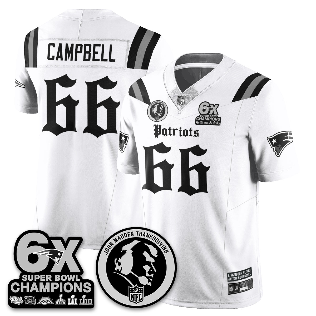 NE Gothic 6x Champions Patch Vapor Limited Jersey - John Madden Patch - All Stitched