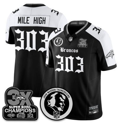 DEN Gothic 3x Champions Vapor Limited Jersey - John Madden Patch - All Stitched