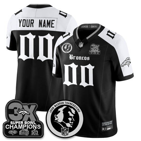 DEN Gothic 3x Champions Vapor Limited Custom Jersey - John Madden Patch - All Stitched