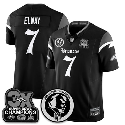 DEN Gothic 3x Champions Vapor Limited Jersey - John Madden Patch - All Stitched