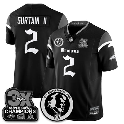 DEN Gothic 3x Champions Vapor Limited Jersey - John Madden Patch - All Stitched