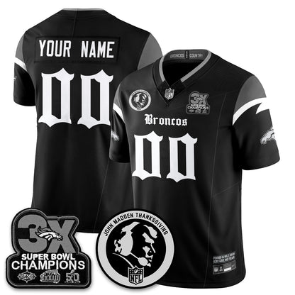 DEN Gothic 3x Champions Vapor Limited Custom Jersey - John Madden Patch - All Stitched