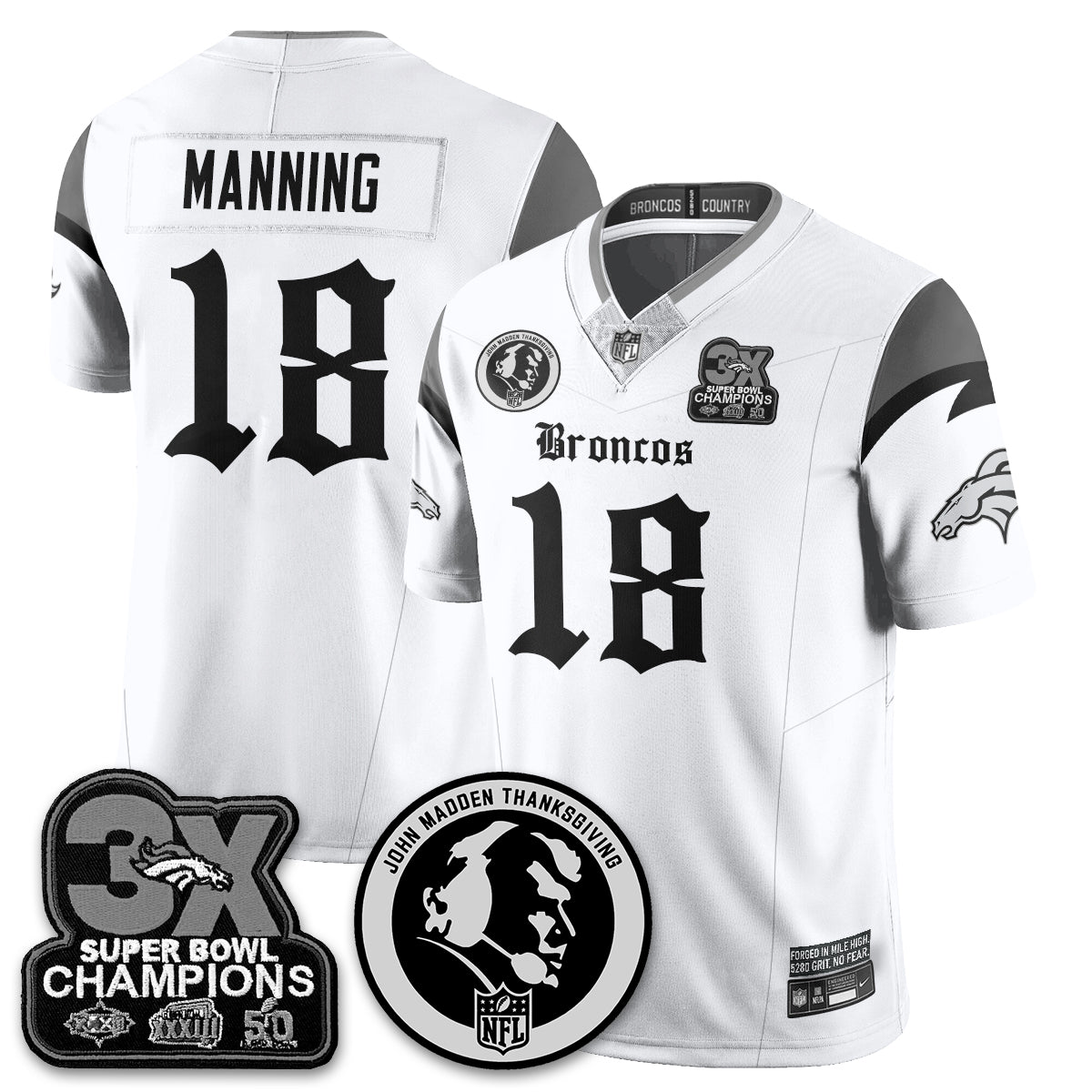 DEN Gothic 3x Champions Vapor Limited Jersey - John Madden Patch - All Stitched