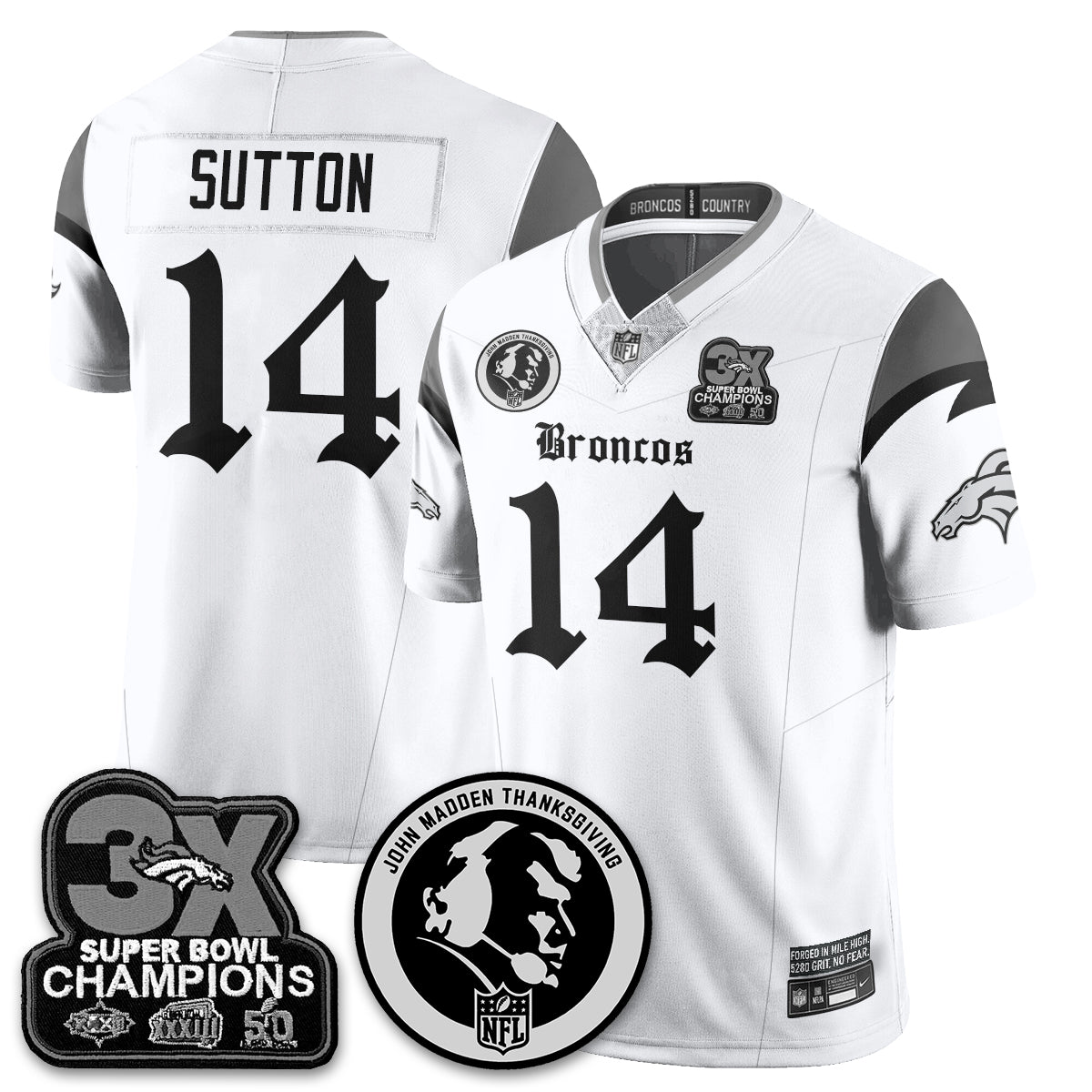 DEN Gothic 3x Champions Vapor Limited Jersey - John Madden Patch - All Stitched