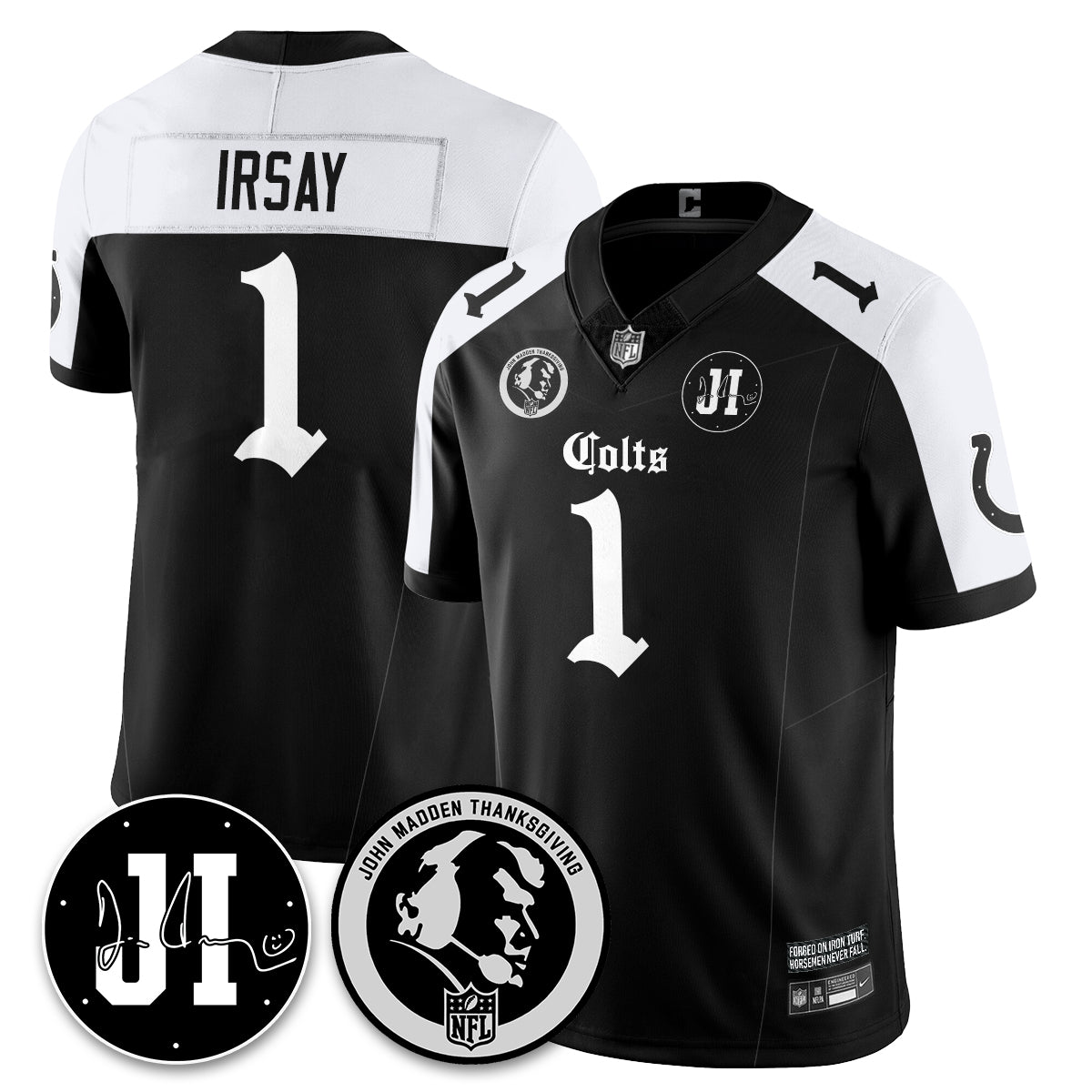 IND Gothic Vapor Limited Jersey - John Madden, Jim Irsay Patch - All Stitched