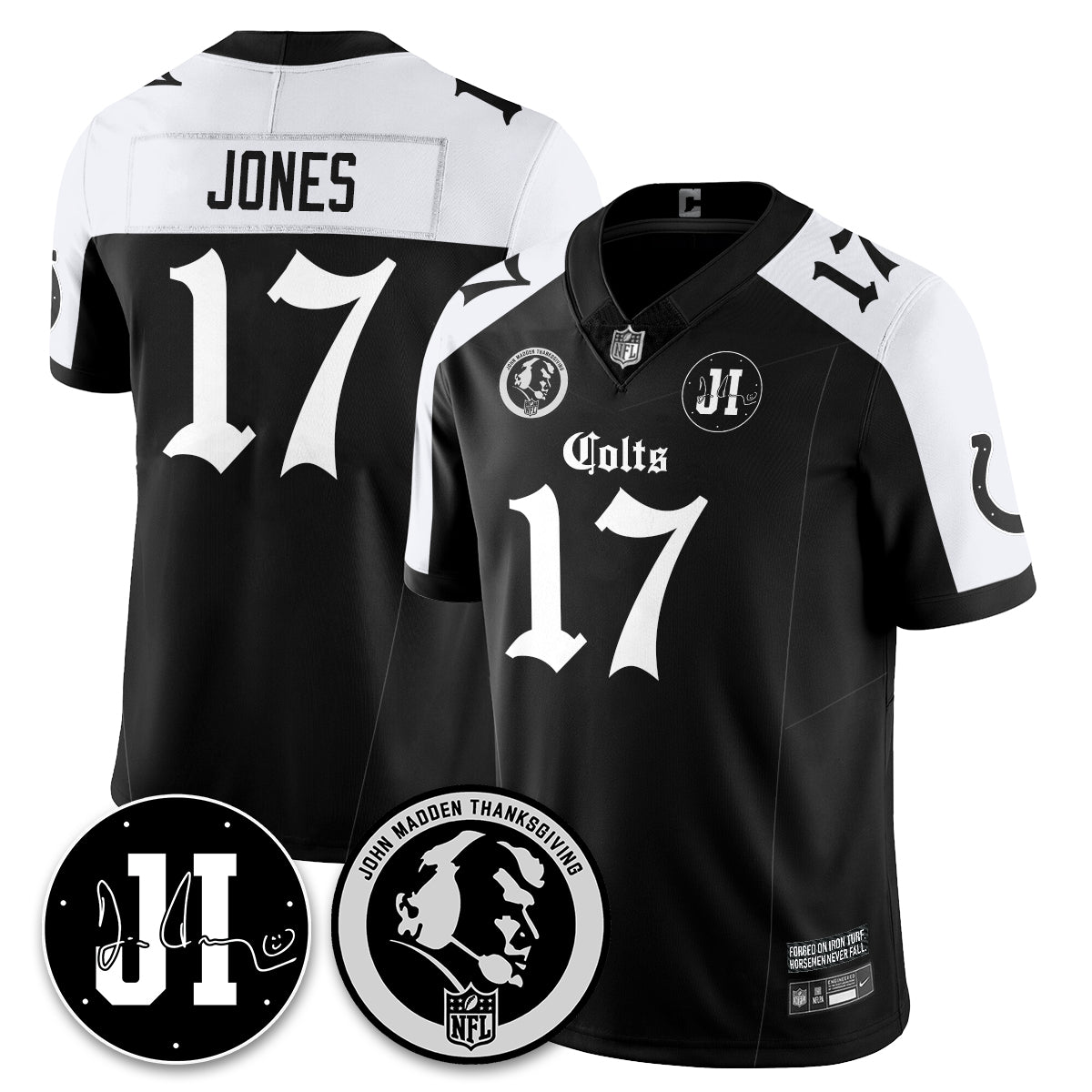 IND Gothic Vapor Limited Jersey - John Madden, Jim Irsay Patch - All Stitched