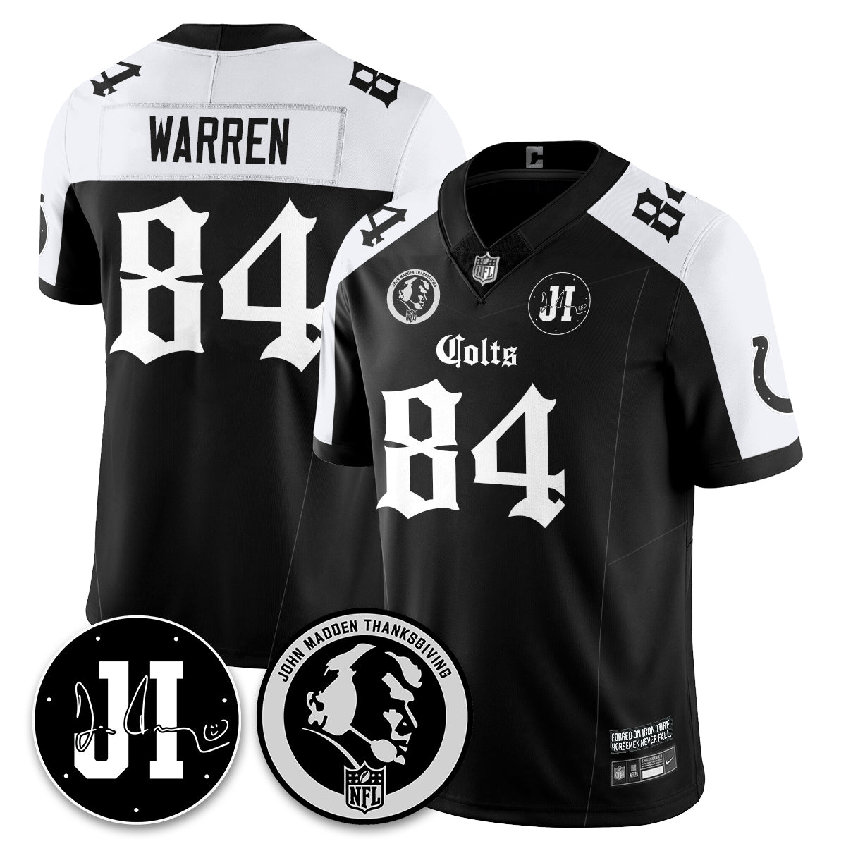 IND Gothic Vapor Limited Jersey - John Madden, Jim Irsay Patch - All Stitched