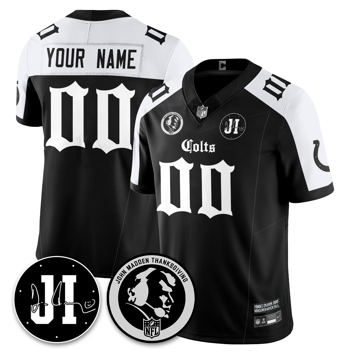 IND Gothic Vapor Limited Jersey - John Madden, Jim Irsay Patch - All Stitched