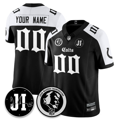 IND Gothic Vapor Limited Custom Jersey - John Madden, Jim Irsay Patch - All Stitched