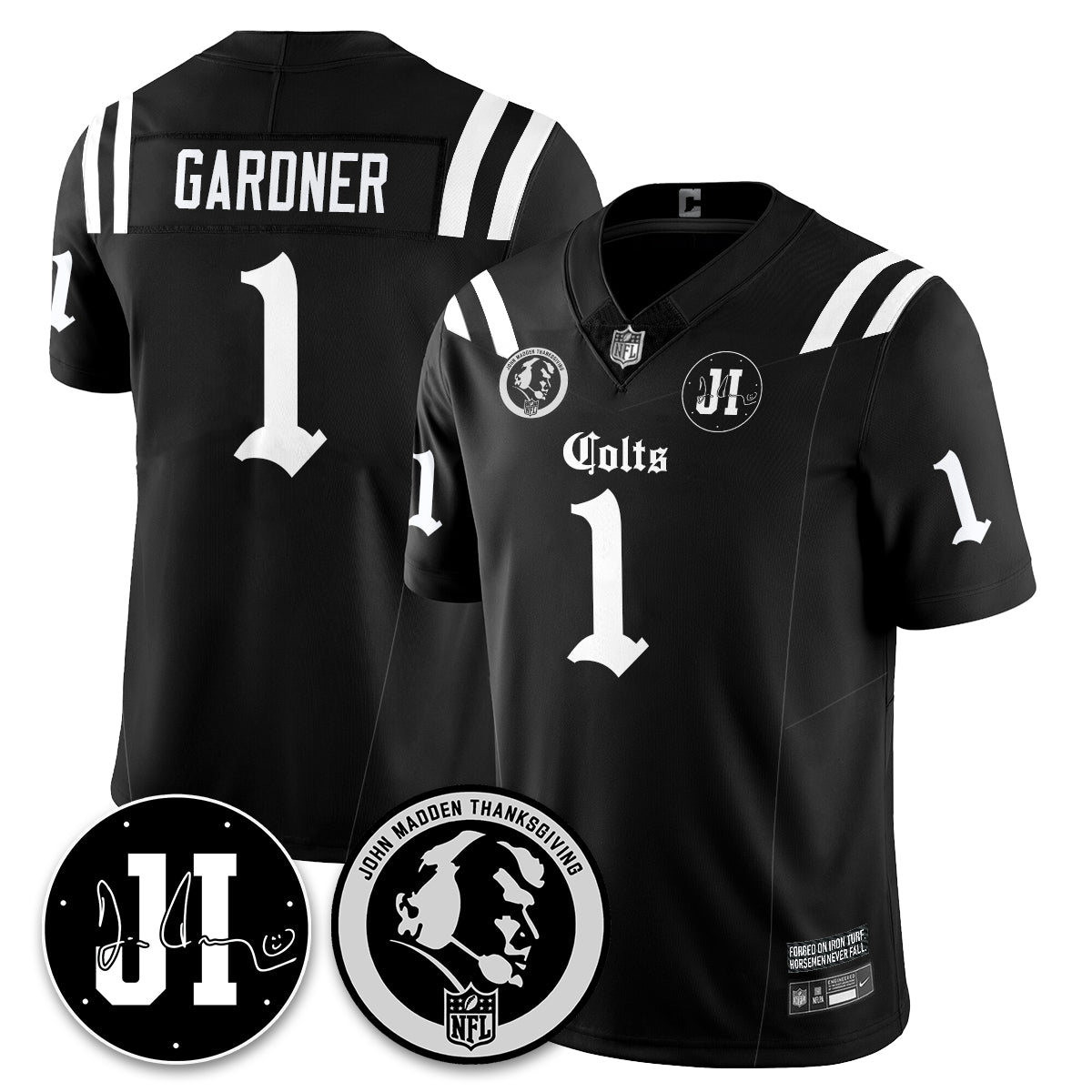 IND Gothic Vapor Limited Jersey - John Madden, Jim Irsay Patch - All Stitched