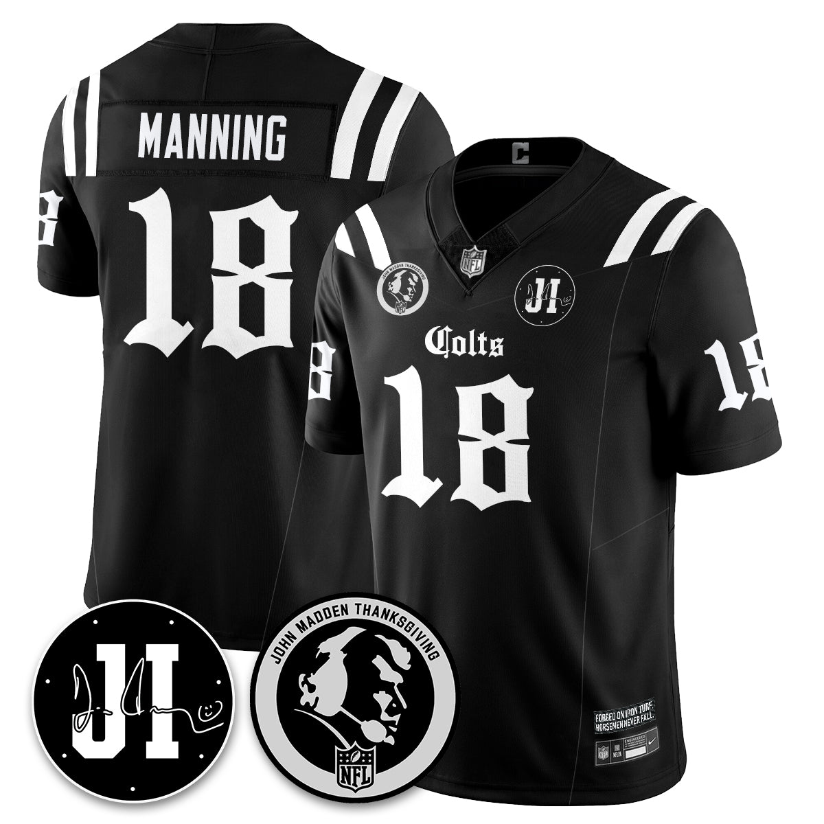 IND Gothic Vapor Limited Jersey - John Madden, Jim Irsay Patch - All Stitched
