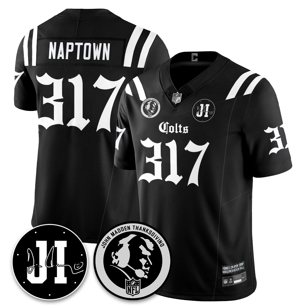 IND Gothic Vapor Limited Jersey - John Madden, Jim Irsay Patch - All Stitched
