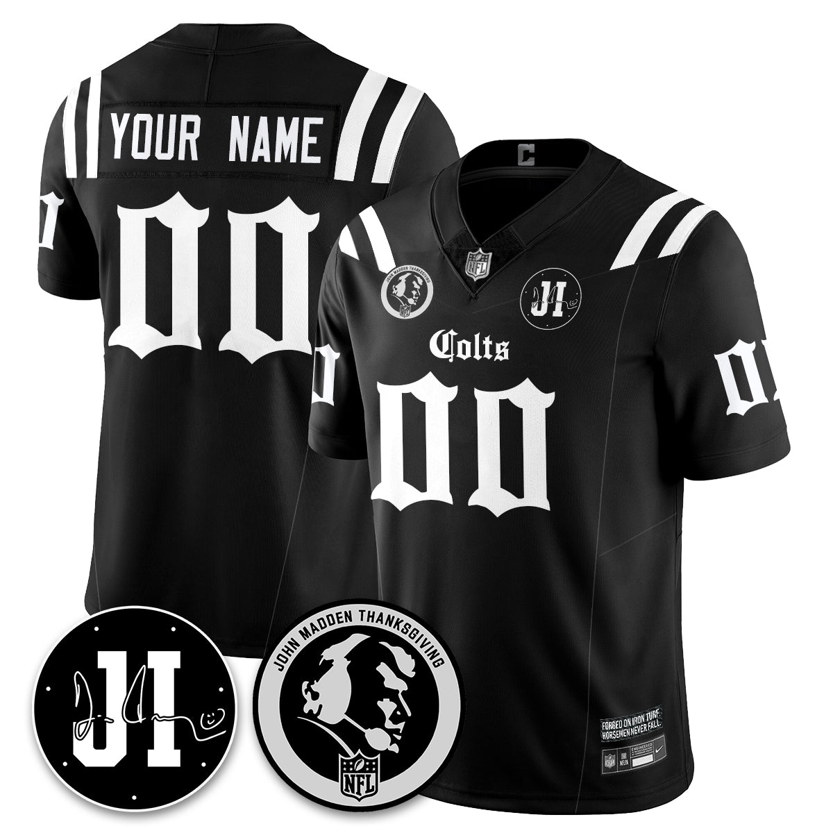 IND Gothic Vapor Limited Jersey - John Madden, Jim Irsay Patch - All Stitched