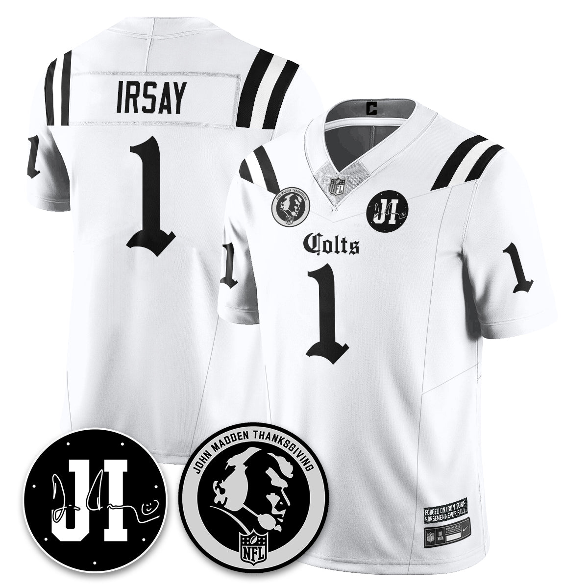 IND Gothic Vapor Limited Jersey - John Madden, Jim Irsay Patch - All Stitched