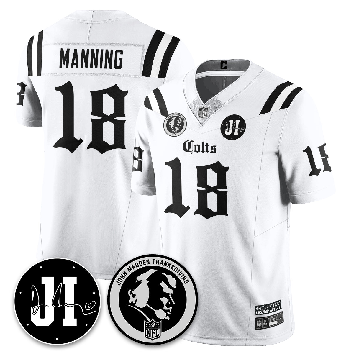 IND Gothic Vapor Limited Jersey - John Madden, Jim Irsay Patch - All Stitched