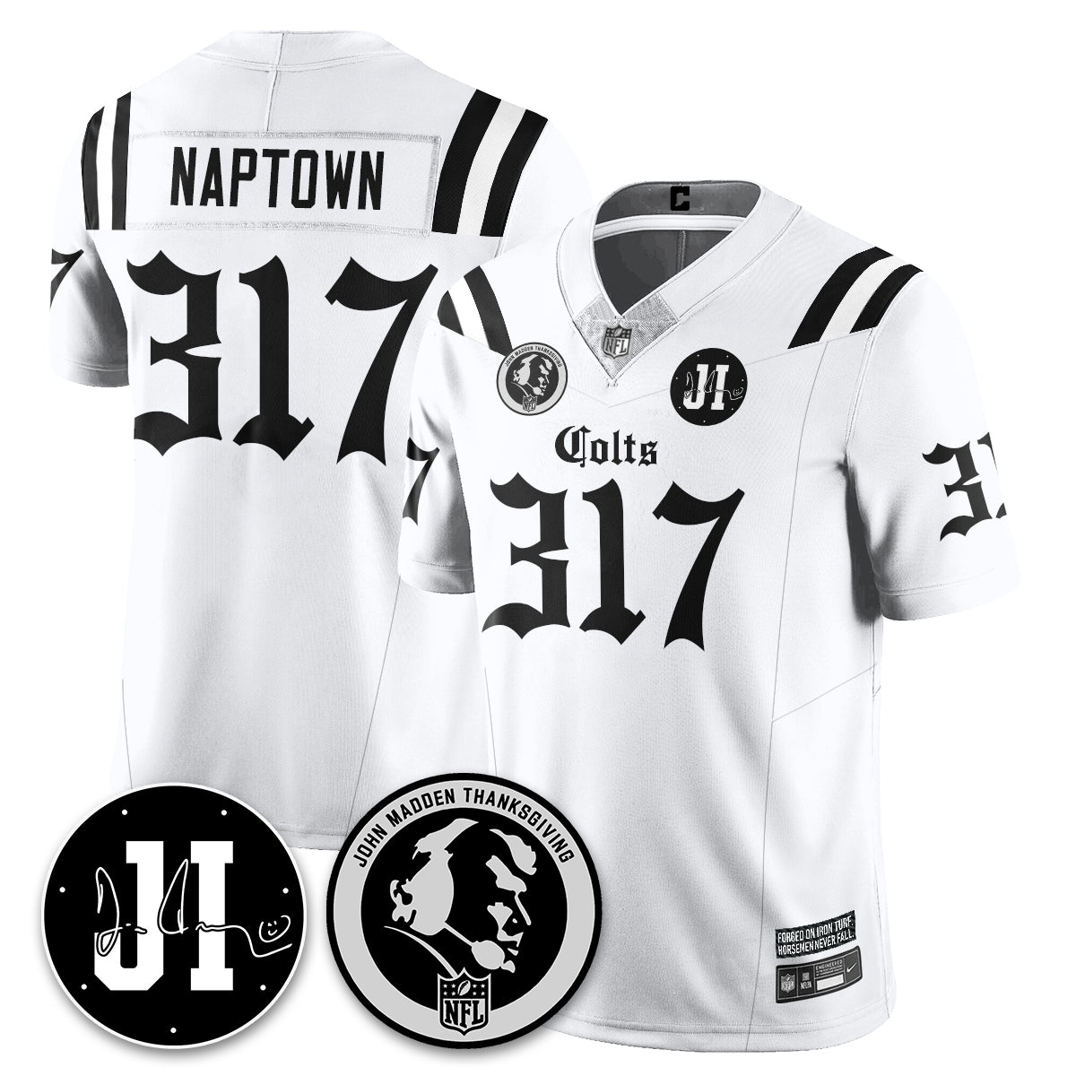 IND Gothic Vapor Limited Jersey - John Madden, Jim Irsay Patch - All Stitched