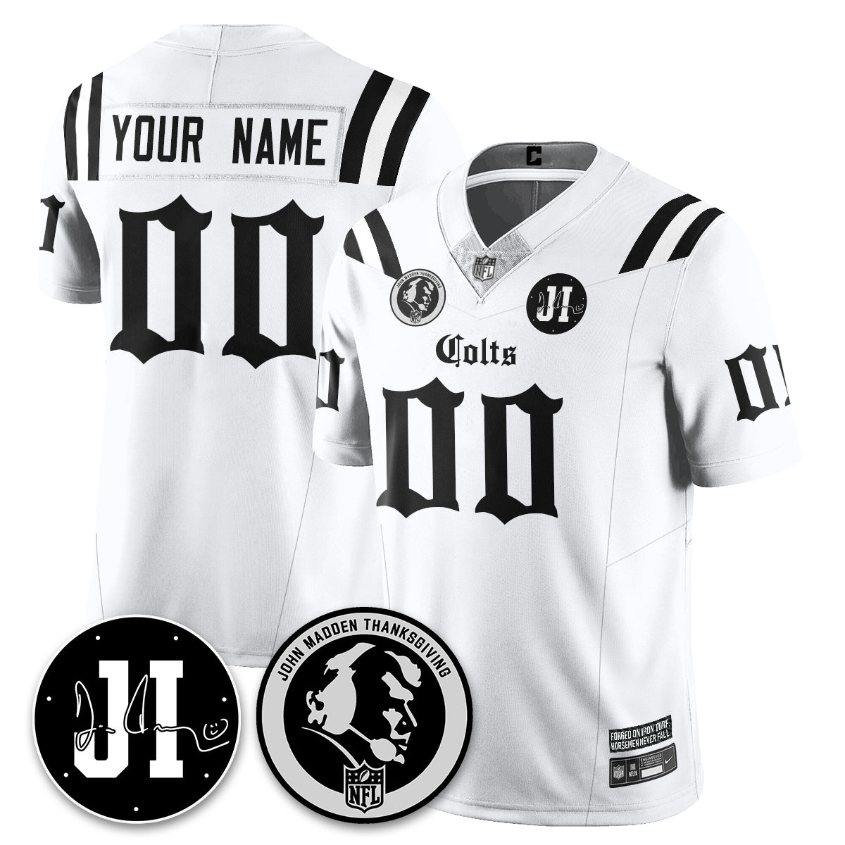 IND Gothic Vapor Limited Custom Jersey - John Madden, Jim Irsay Patch - All Stitched