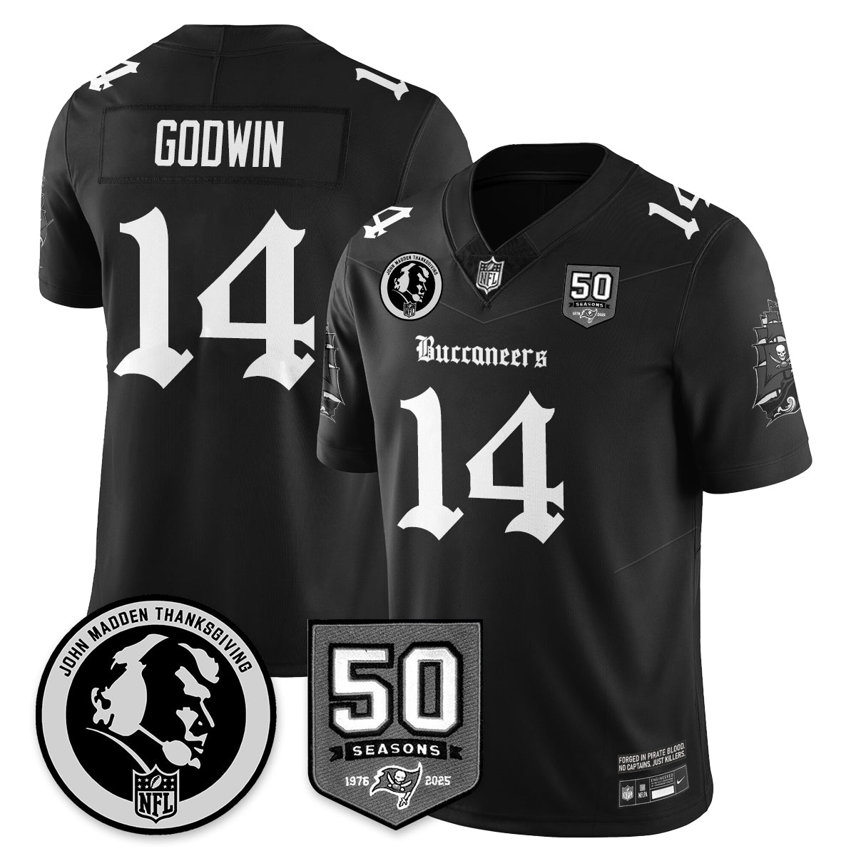 TB Gothic Vapor Limited Jersey - John Madden Patch - All Stitched
