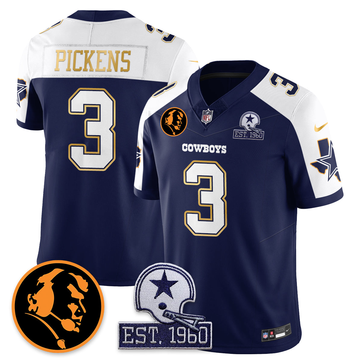 DAL Vapor Limited Gold Jersey - John Madden Patch - All Stitched