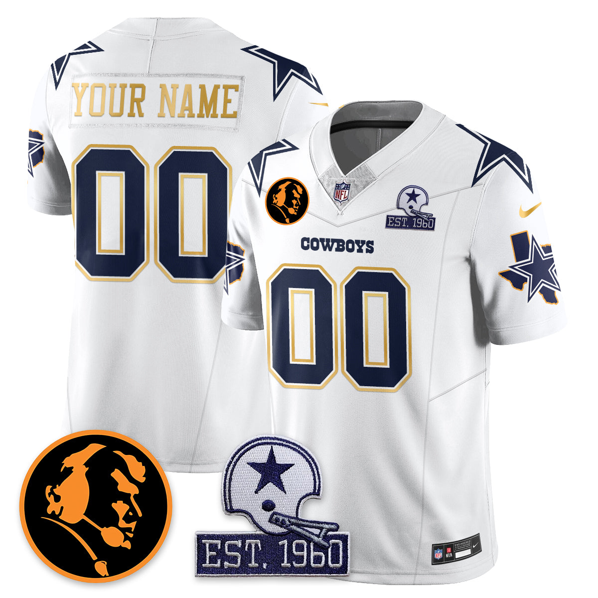 DAL Vapor Limited Gold Custom Jersey - John Madden Patch - All Stitched