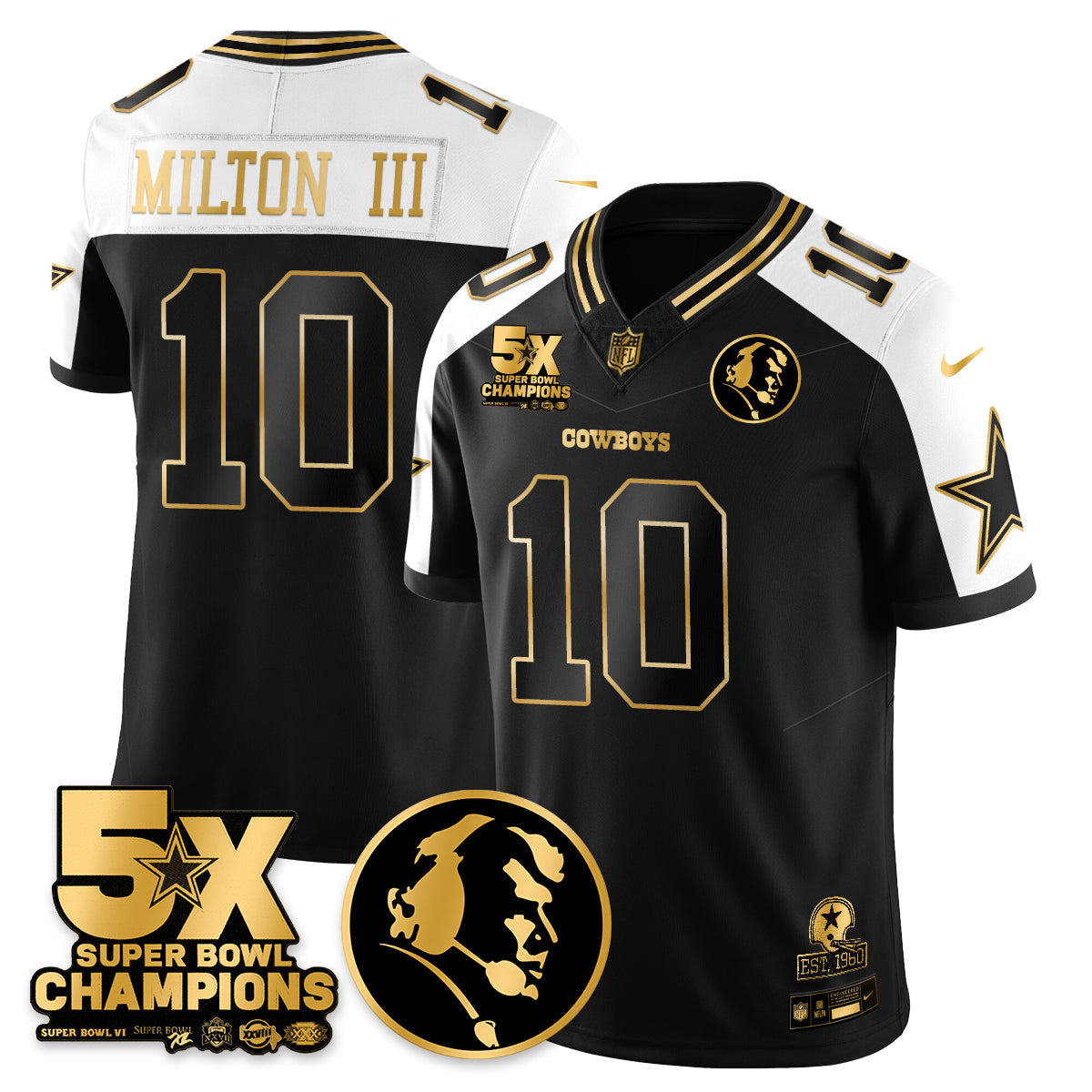 DAL 5-Time Champions Vapor Limited Gold Jersey - John Madden Patch - All Stitched