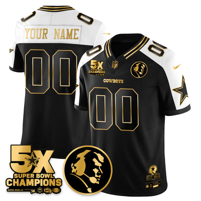DAL 5-Time Champions Vapor Limited Gold Jersey - John Madden Patch - All Stitched