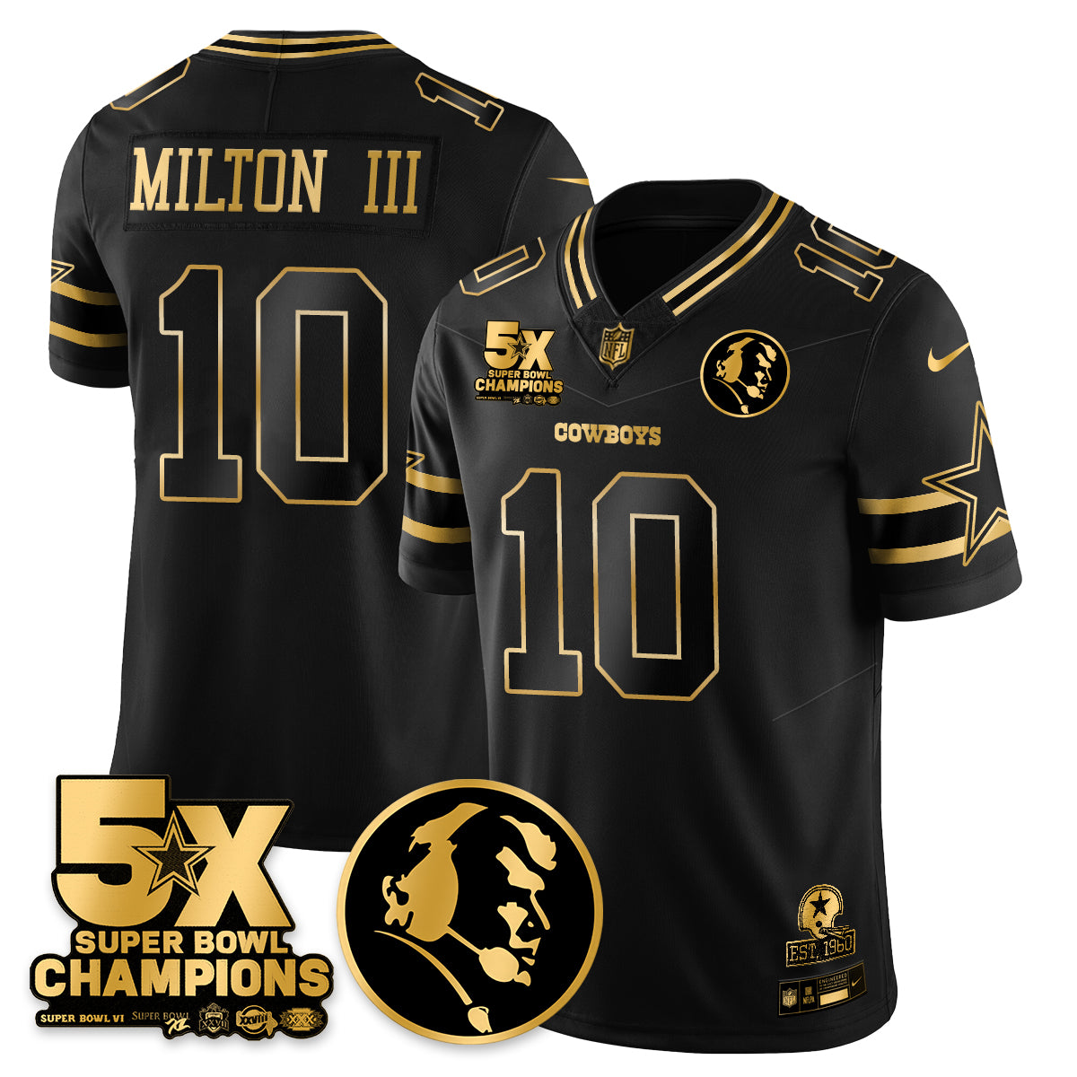 DAL 5-Time Champions Vapor Limited Gold Jersey - John Madden Patch - All Stitched