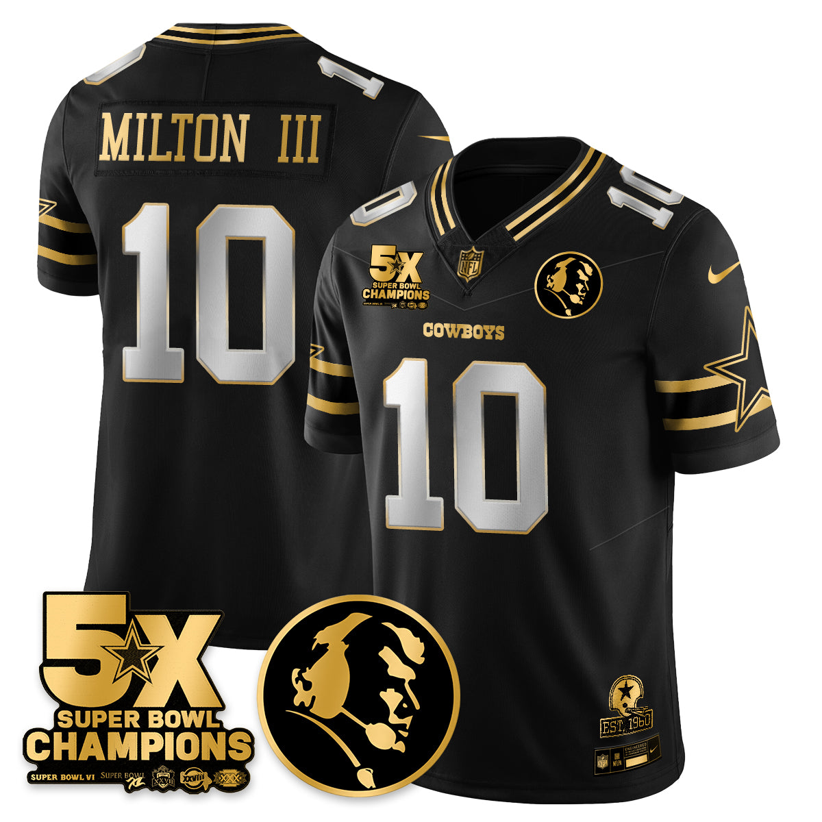 DAL 5-Time Champions Vapor Limited Gold Jersey - John Madden Patch - All Stitched