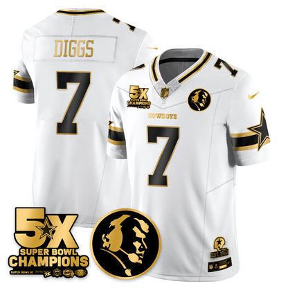 DAL 5-Time Champions Vapor Limited Gold Jersey - John Madden Patch - All Stitched