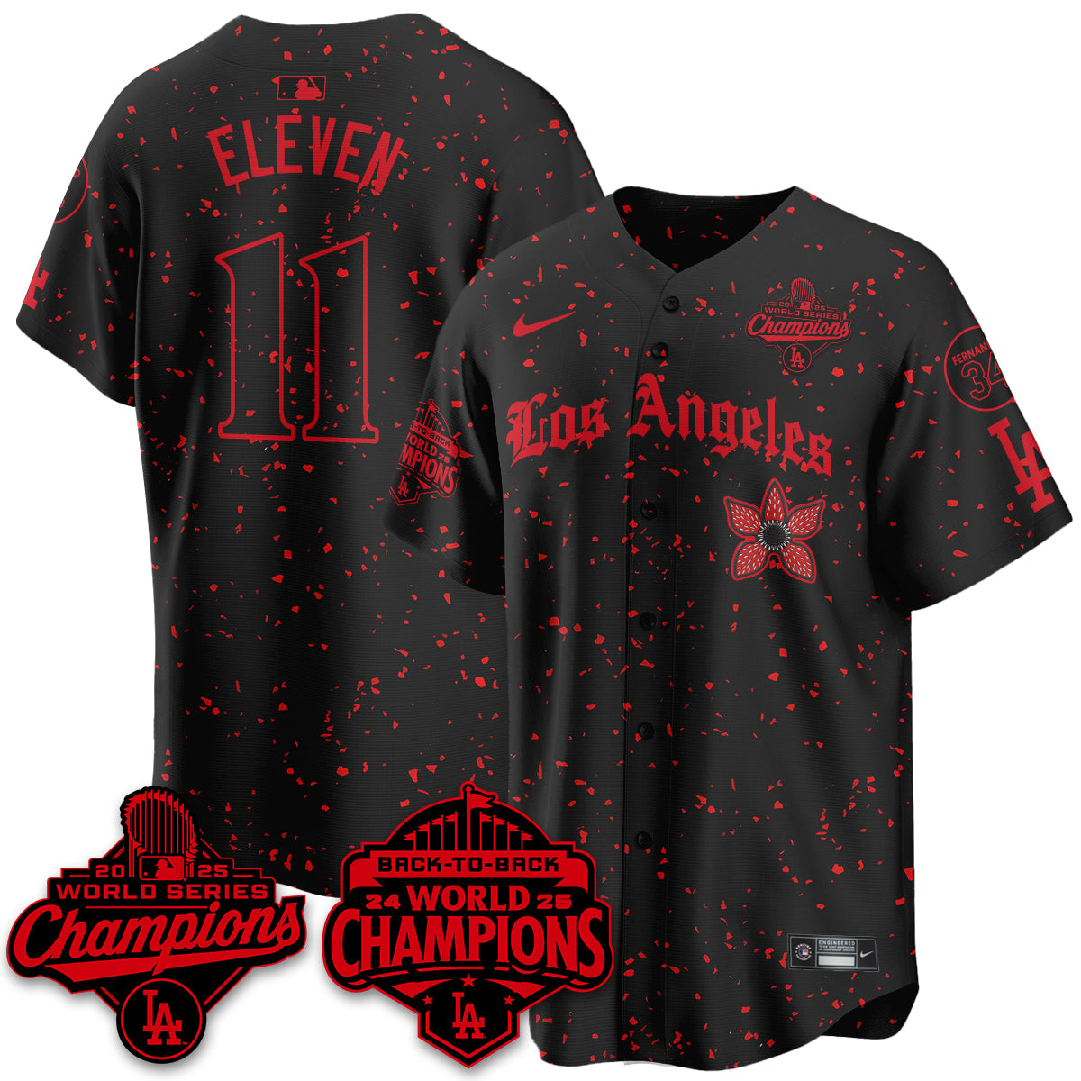 LAD 2025 World Series Champions x Stranger Things Vapor Premier Jersey - All Stitched