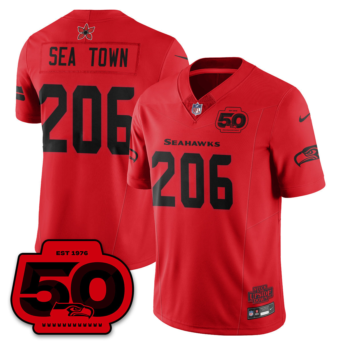 Seattle Seahawks 'Stranger Things Edition' Vapor Limited Jersey - All Stitched