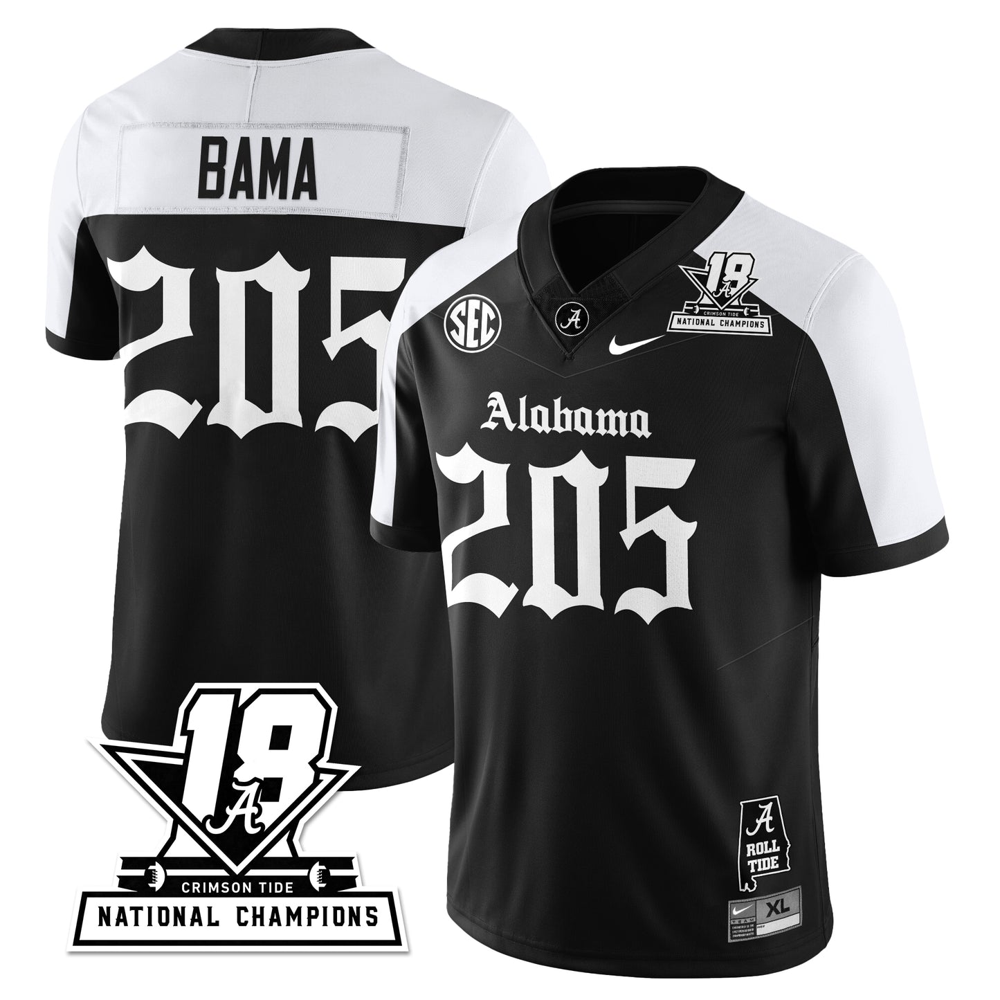 BAMA 18x-Time National Champions Gothic Vapor Limited Jersey - All Stitched