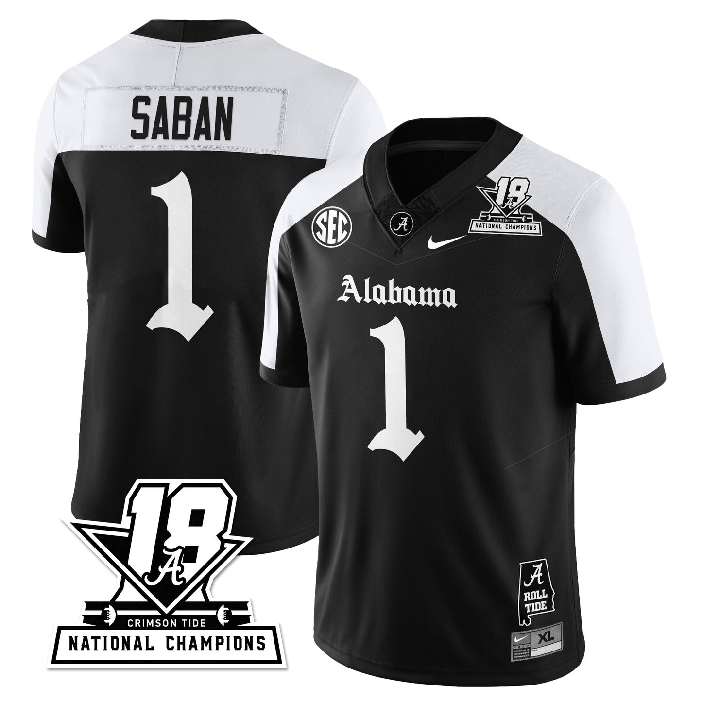 BAMA 18x-Time National Champions Gothic Vapor Limited Jersey - All Stitched