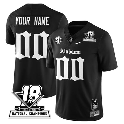 BAMA 18x-Time National Champions Gothic Vapor Limited Custom Jersey - All Stitched