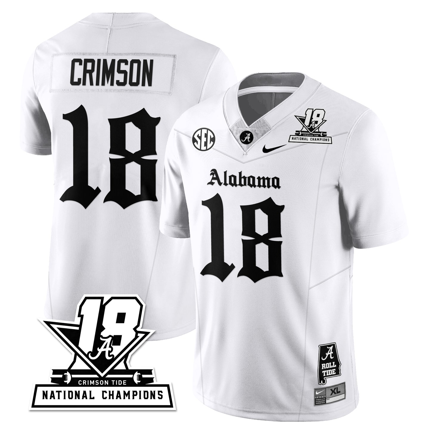 BAMA 18x-Time National Champions Gothic Vapor Limited Jersey - All Stitched